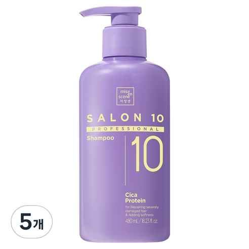 미쟝센 살롱10 프로페셔널 시카 프로틴 단백질 샴푸, 5개, 480ml