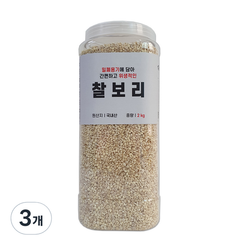 대한농산 통에담은 찰보리, 3개, 2kg