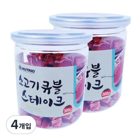 뉴트리오 스테이크 반려견 간식, 소고기큐블맛, 300g, 4개