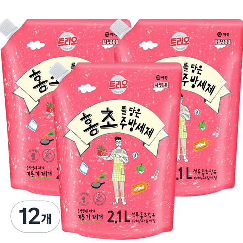 트리오 홍초를 담은 주방세제, 2.1L, 12개