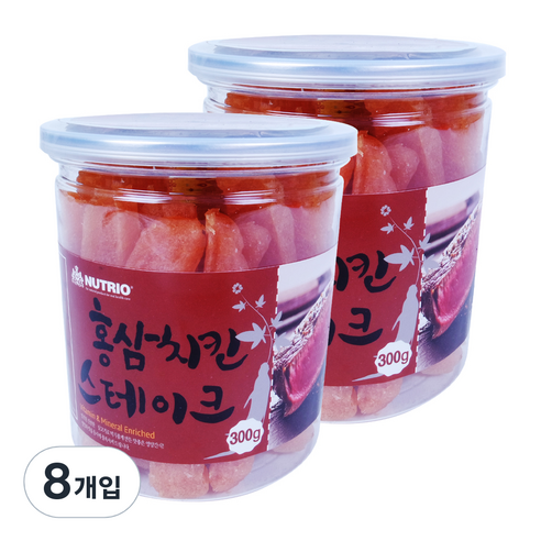 뉴트리오 스테이크 반려견 간식, 홍삼 + 치킨 혼합맛, 300g, 8개