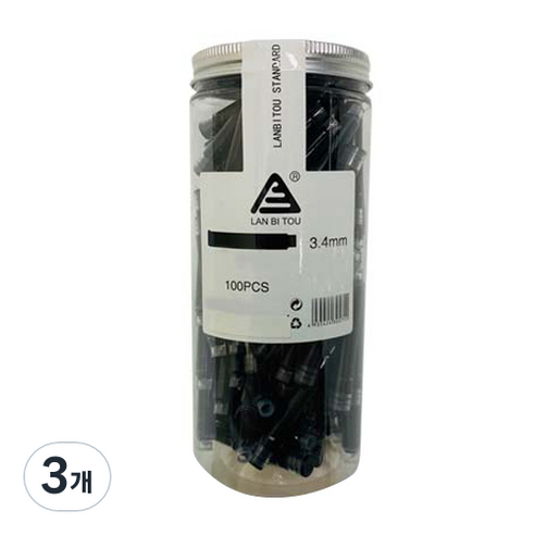 LANBITOU 타사 만년필 호환 가능 만년필 잉크 100p, 블랙, 3개
