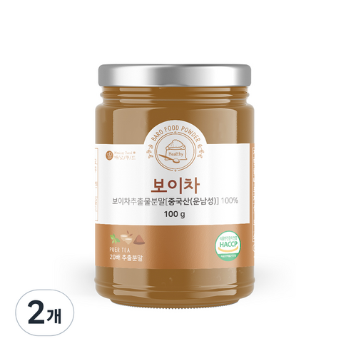 바로푸드 보이차 분말, 100g, 1개입, 2개