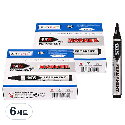 블루마토 유성 매직 B세트 MS850 12p, 흑색, 6세트