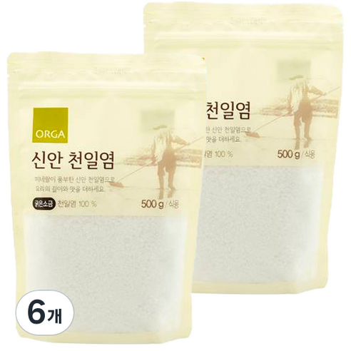 올가홀푸드 숨쉬는 갯벌 신안 천일염, 500g, 6개