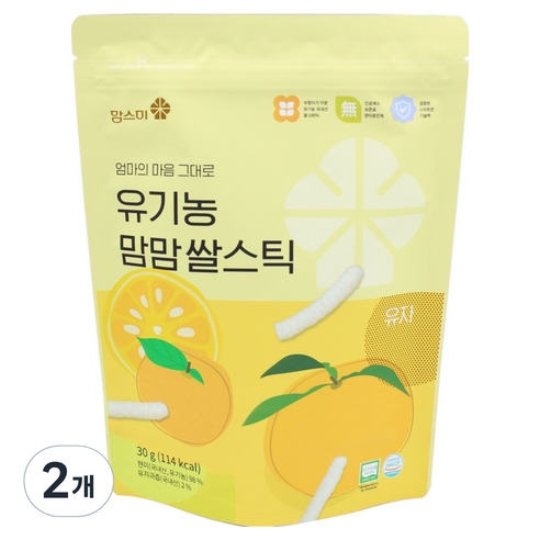 맘스미 유기농 맘맘 쌀스틱, 유자, 30g, 2개