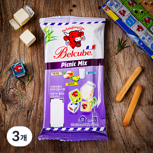 래핑카우 벨큐브 피크닉 믹스 24큐브, 125g, 3개