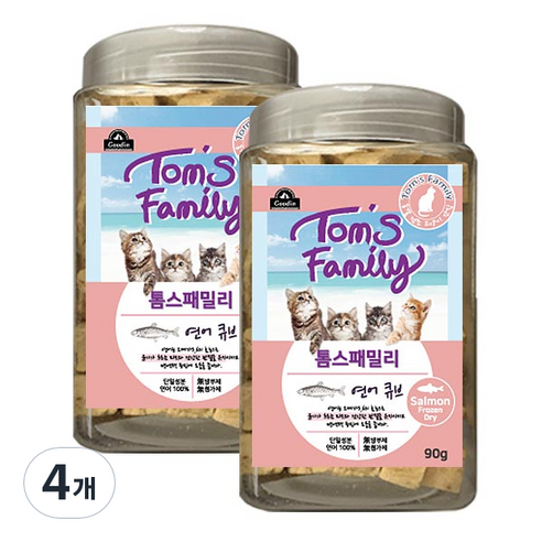 구딘 톰스패밀리 동결건조간식 캣 트릿 연어큐브 90g, 연어, 4개