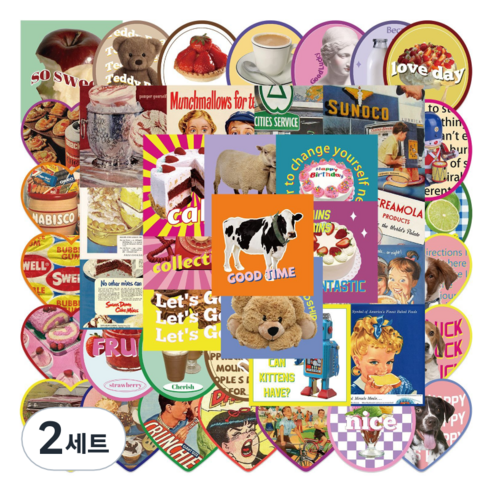 특별한상점 캐리어 노트북 여행 방수 스티커 세트 TT081-50PCS, 빈티지, 2세트