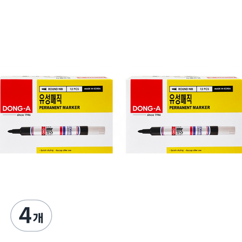 동아 유성매직 둥근닙 12p, 블랙, 4개