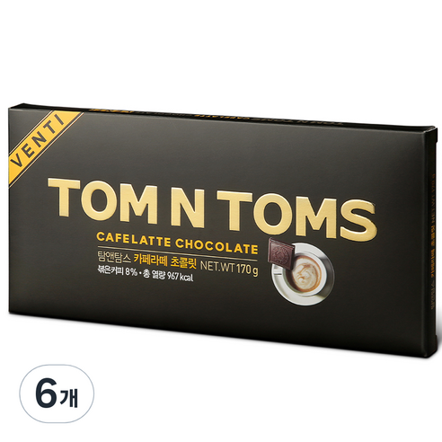 탐앤탐스 카페라떼 벤티 초콜릿, 170g, 6개