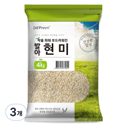 건강한밥상 발아현미, 4kg, 3개