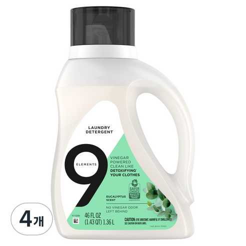 나인엘레멘츠 찬물 세탁세제 유칼립투스, 1.36L, 4개