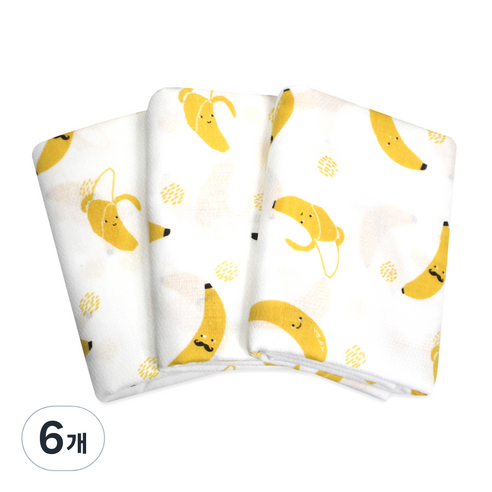 사각 엠보 천 기저귀, 바나나, 6개