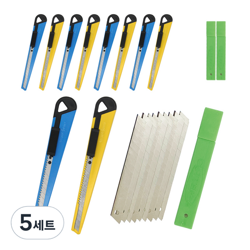 화신 201T 스틸 커터칼 10개 + 309 커터날 10날 소 9mm 3개, 랜덤발송(커터칼), 5세트