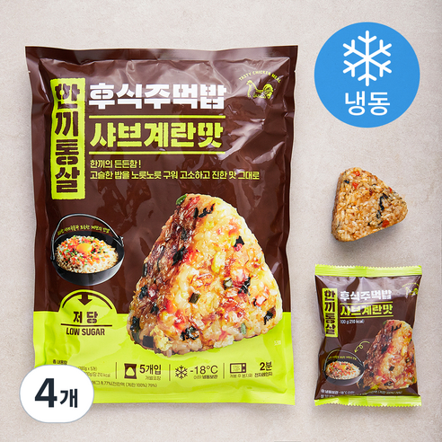 한끼통살 후식주먹밥 샤브계란맛 5개입 (냉동), 500g, 4개