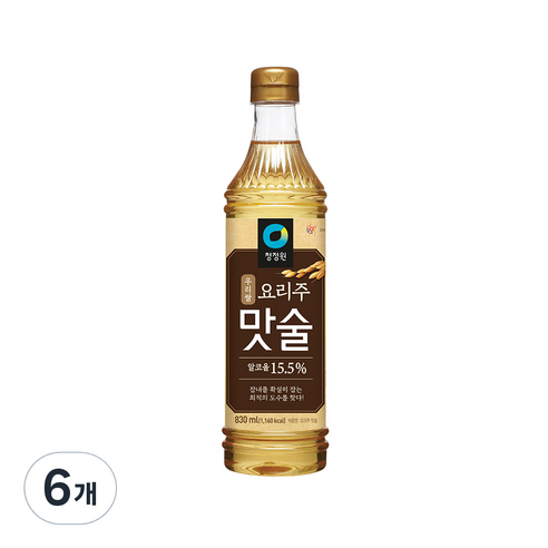 대상 청정원 우리쌀 요리주 맛술, 830ml, 6개