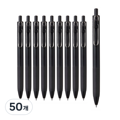 유니볼원 중성 잉크펜 0.38mm, 블랙배럴, 50개