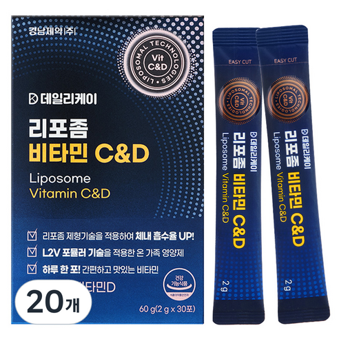 경남제약 데일리케이 리포좀 비타민 C & D 30p, 60g, 20개