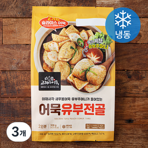 고래사어묵 어묵유부전골 2인분 (냉동), 308g, 3개