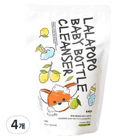 케이맘 랄라포포 젖병식기세정제 리필 거품형, 400ml, 4개