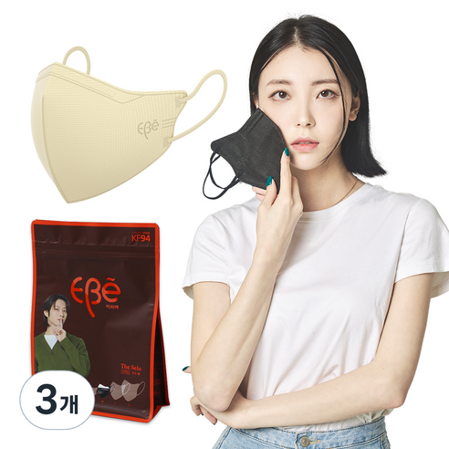 이비에 더세로 새부리형 황사 보건용 마스크 중소형 KF94 30p + 항균 파우치 세트, 30개입, 3개, 아이보리