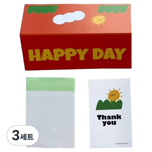 마커스스토어 알록달록 해피데이 헤더택 30p + 포장 소 30p + 카드 30p 세트, 오렌지, 3세트