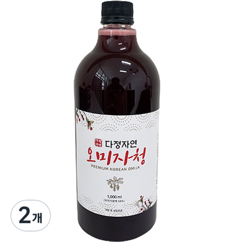 다정자연 프리미엄 오미자청 원액, 2개, 1000ml