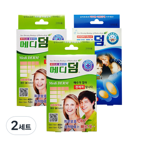 메디덤 밴드 네모형 60p x 2개 + 방수형 6p 세트, 2세트