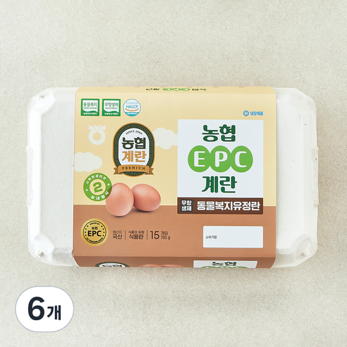 농협 EPC 무항생제 인증 동물복지 유정란 780g, 6개, 15구