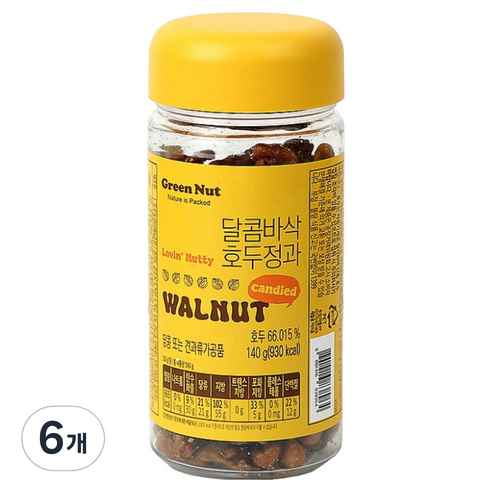그린너트 달콤바삭 호두정과, 140g, 6개