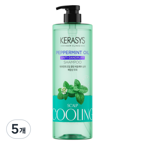 케라시스 페퍼민트 오일 두피 쿨링 비듬 완화 샴푸, 1L, 5개