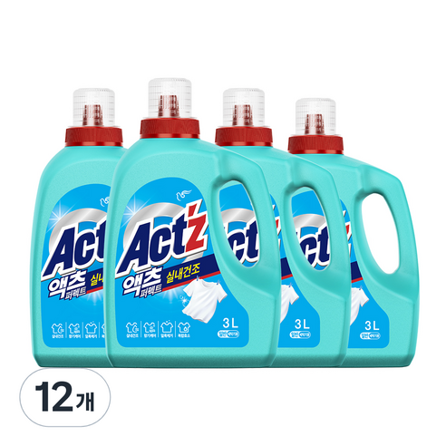 액츠 퍼펙트 실내건조 액상세제 일반용, 3L, 12개