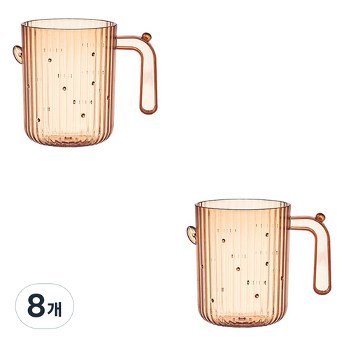 더자카 두툼한 선인장 욕실 투명 양치컵, 오렌지, 8개