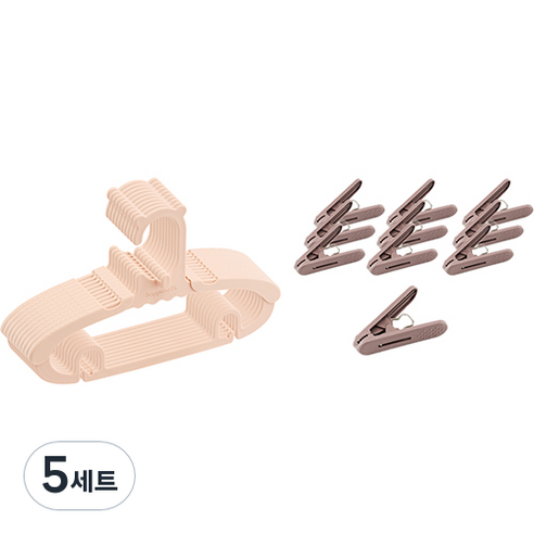 아가짱 길이조절 아기옷걸이 10개 + 집게 10개 세트, 핑크, 5세트
