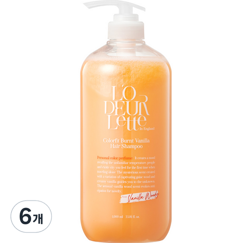 로더렛 컬러 핏 번트 바닐라 헤어 샴푸 바닐라 우디향, 1000ml, 6개