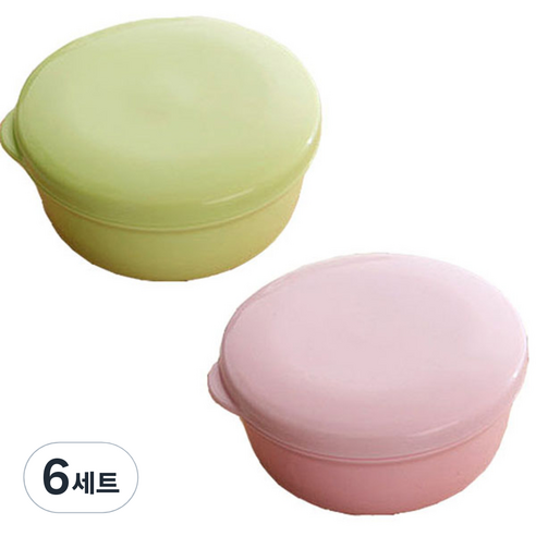리버그린 파스텔 휴대용 비누케이스 원형 핑크 + 그린, 6세트