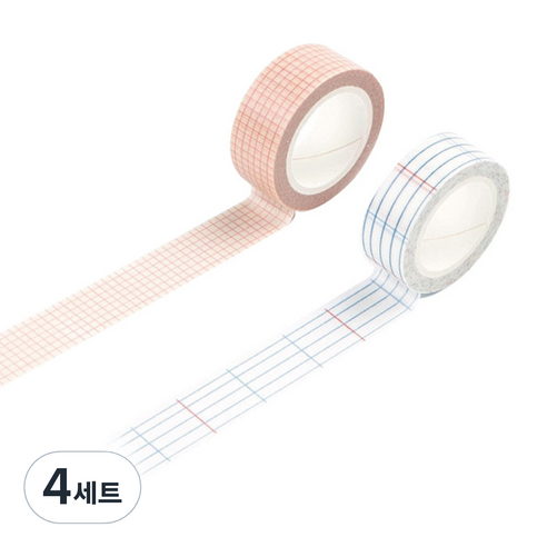 라이프포인트 라이프스타일 디자인마스킹테이프 세트 15 mm x 7 m, 02격자, 03격자, 4세트