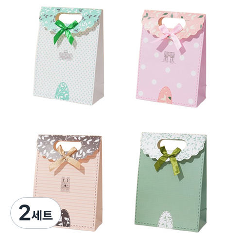 마켓감성 플랩 리본 선물가방 24P, 건축물, 2세트
