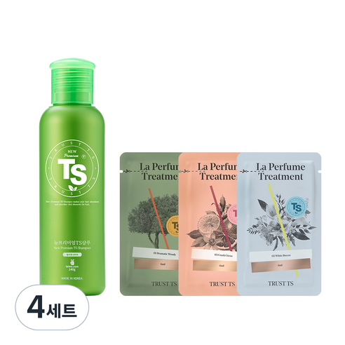 TS 뉴프리미엄TS샴푸 140g 1개 + 라퍼퓸 트리트먼트 6ml 3개, 4세트