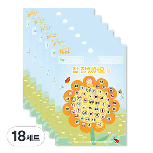 쁘띠팬시 상 한글상장 칭찬판 2p + 칭찬스티커 2p 2DA5296, 혼합 색상, 18세트