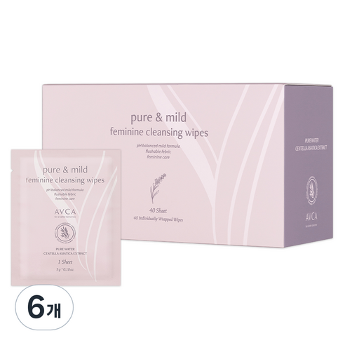 아브카 퓨어 앤 마일드 여성 청결 티슈 40p, 200g, 6개