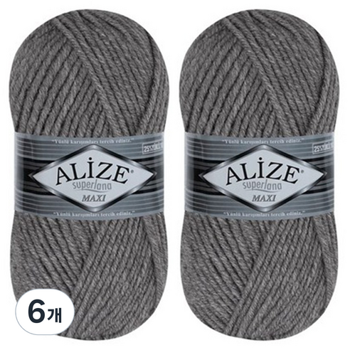 alize yarna 슈퍼라나 맥시 뜨개실, 182 그레이, 6개