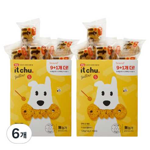 잇츄 반려견 옐로우 덴탈껌 S 10p, 마누카꿀, 120g, 6개