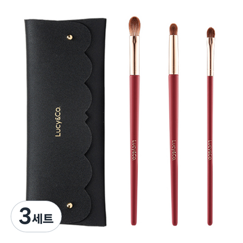 루시앤코 테디베어 메이크업 미니멀 아이 브러쉬 3종 세트, 3세트, 로즈
