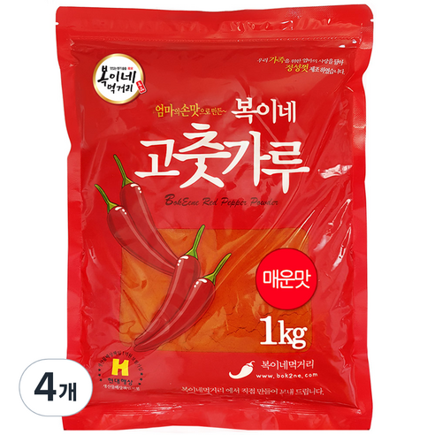복이네먹거리 중국산 고추가루 매운맛 떡볶이 소스용, 1kg, 4개