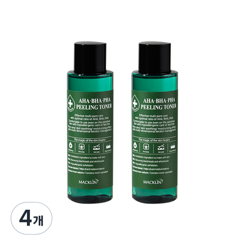 맥클린코스메틱 아하 바하 파하 필링 토너, 150ml, 4개