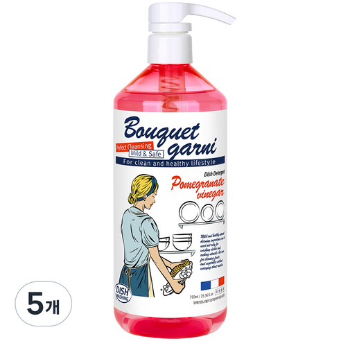 부케가르니 에코 1종 주방세제 석류식초향, 5개, 750ml