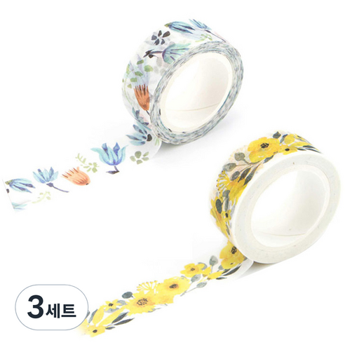라이프포인트 내츄럴 일러스트 마스킹 테이프 01황매화 세트, 01황매화, 03알란토인, 3세트