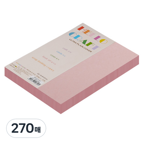 종이문화 친환경색지 레인보우카드 No.24 핑크, A5, 270매